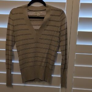 Banana Republic Striped V-Neck Sweater, XS